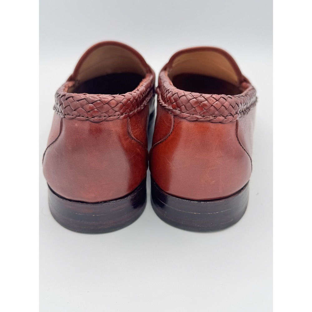 Allen Edmonds Maxfield Burgundy Leather Tassel Loafers Mens 10.5 E Woven 3336 - Picture 4 of 8